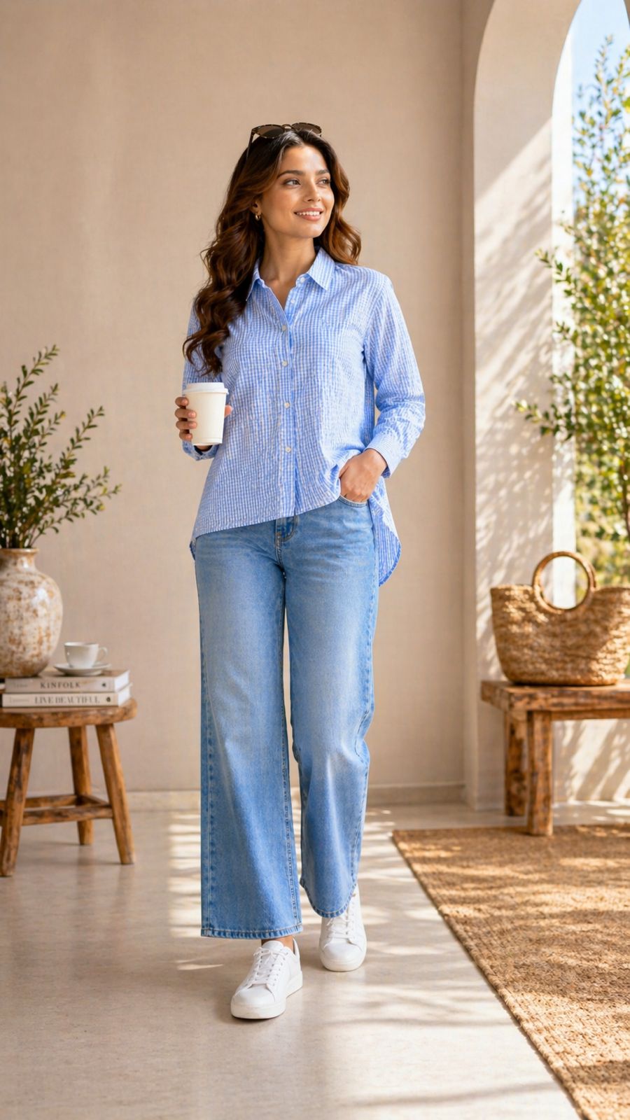 Blue checkered Short kurti