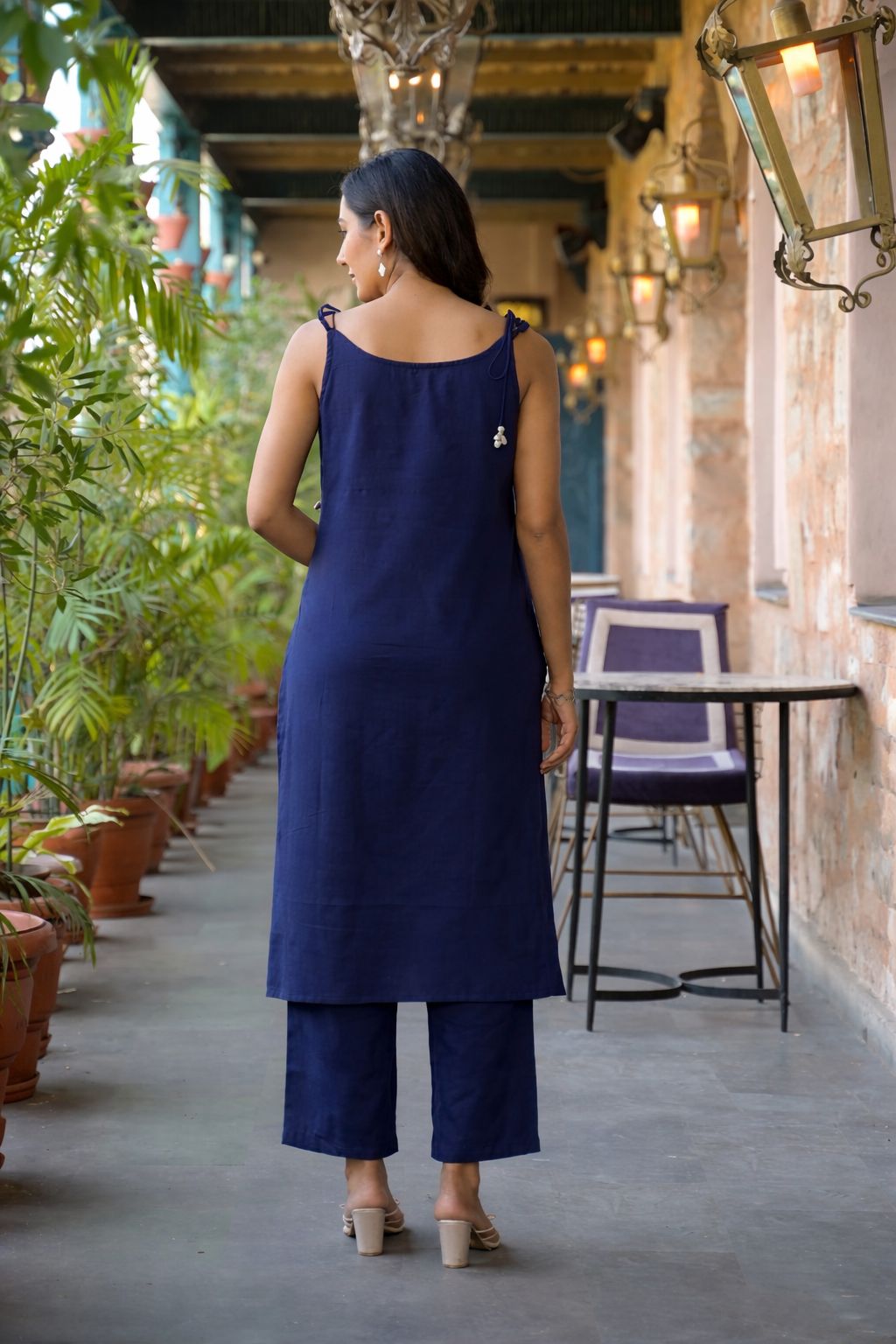 Spaghetti Sleeveless Kurta Palazzo Set