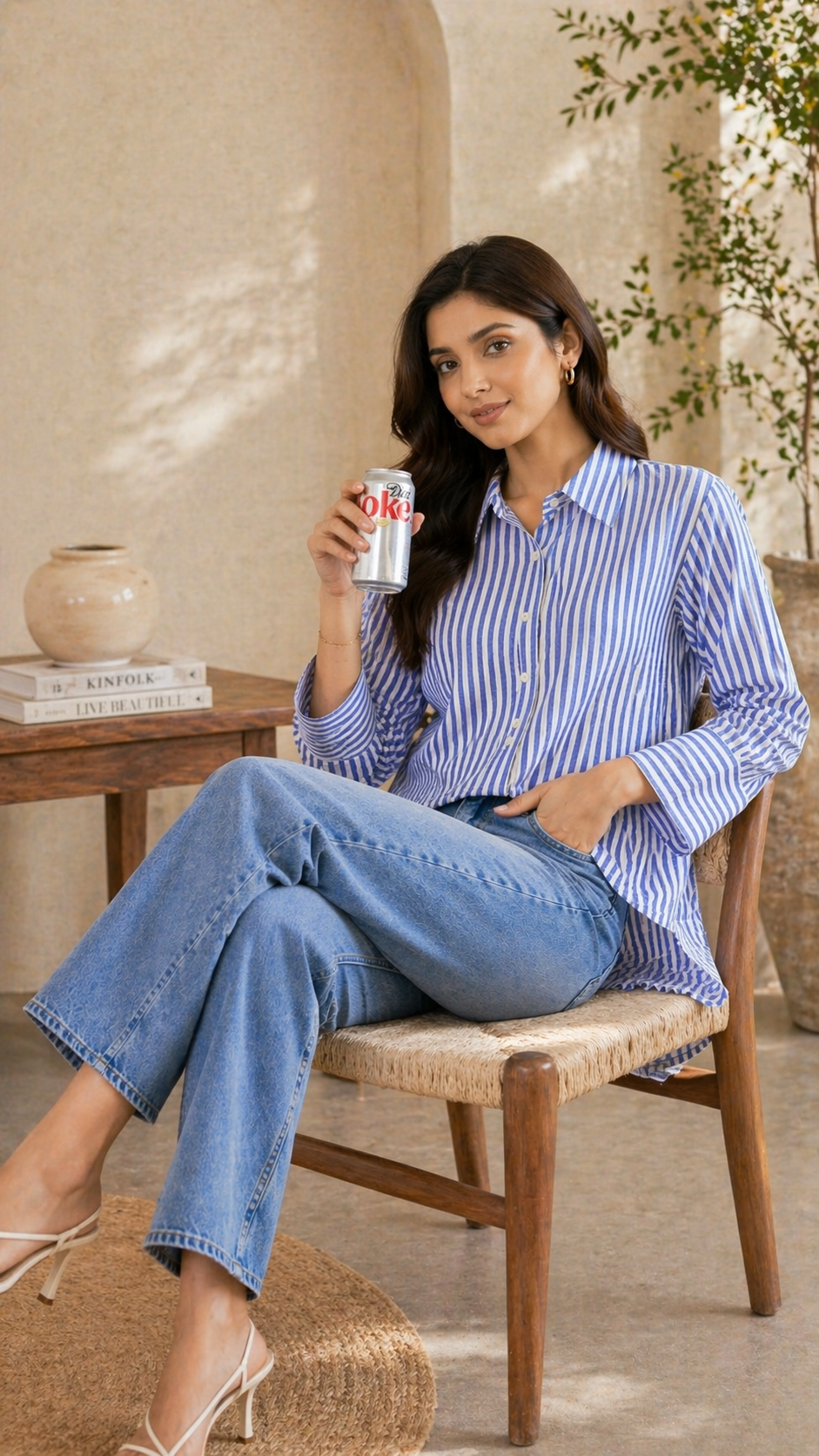Striped Collar Short Kurti