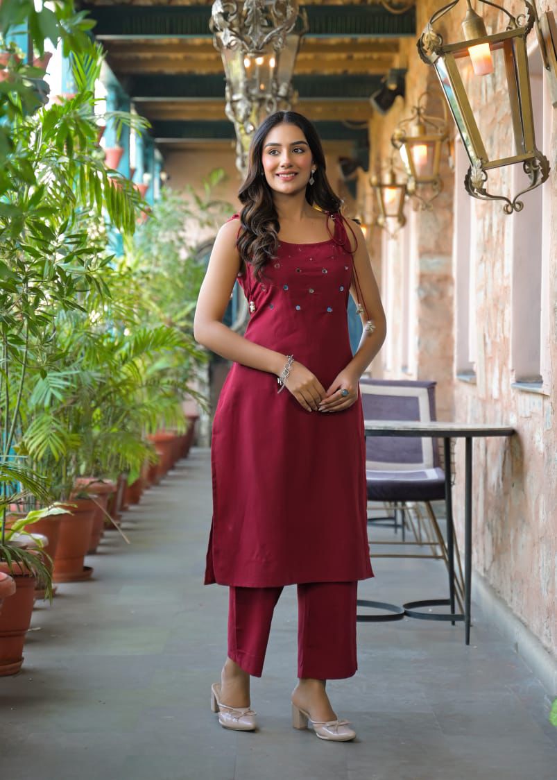 Spaghetti Sleeveless Kurta Palazzo Set