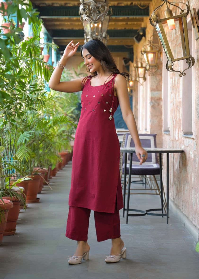 Spaghetti Sleeveless Kurta Palazzo Set