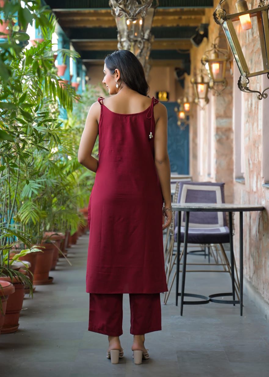 Spaghetti Sleeveless Kurta Palazzo Set