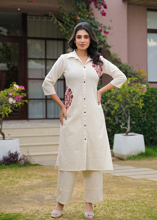 Ivory Aafreen Floral Kurta Ensemble