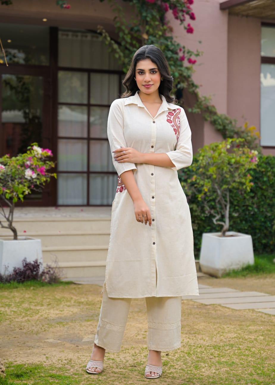 Ivory Aafreen Floral Kurta Ensemble